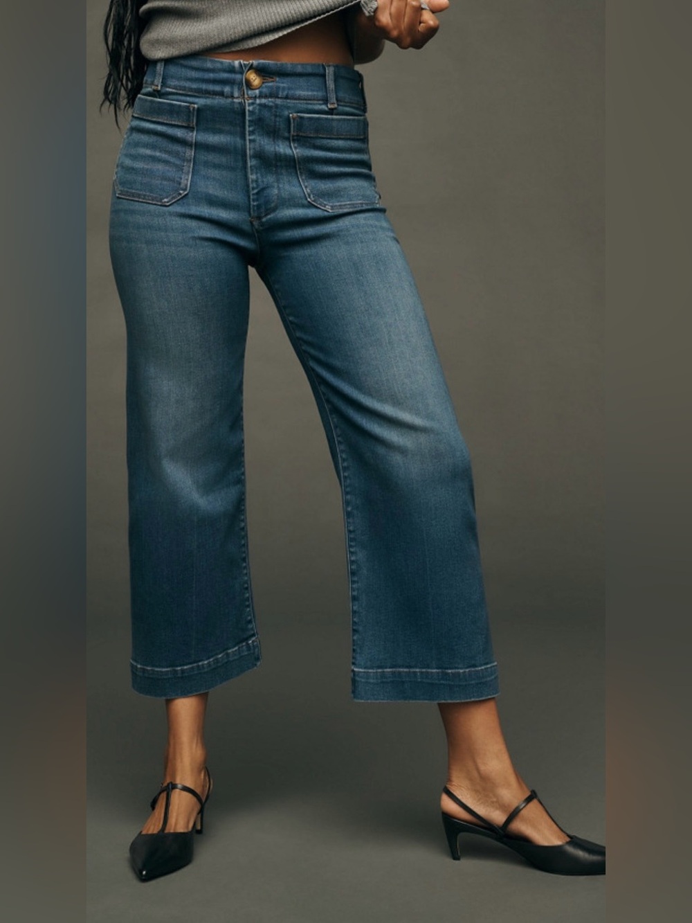 Maeve The Colette Jeans Women’s Size 30 Wide Leg Cropped Blue Stretch Denim - Picture 9 of 10